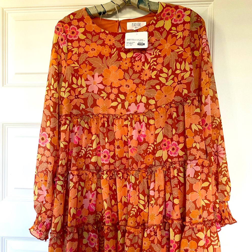 Peach Love Gracie Retro Floral Dress
